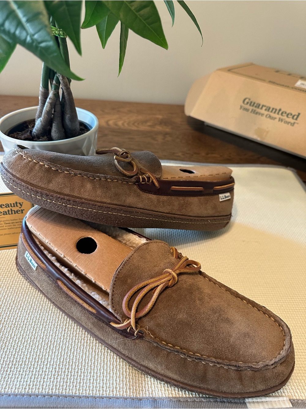 NWT & Box! LL Bean Wicked Good Moccasins Brown Suede 252655 Men’s Size 12
